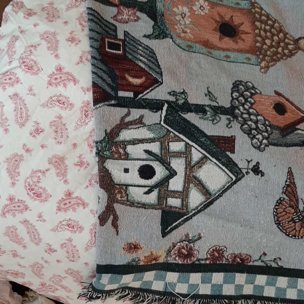 Adorable bird house throw with fringe